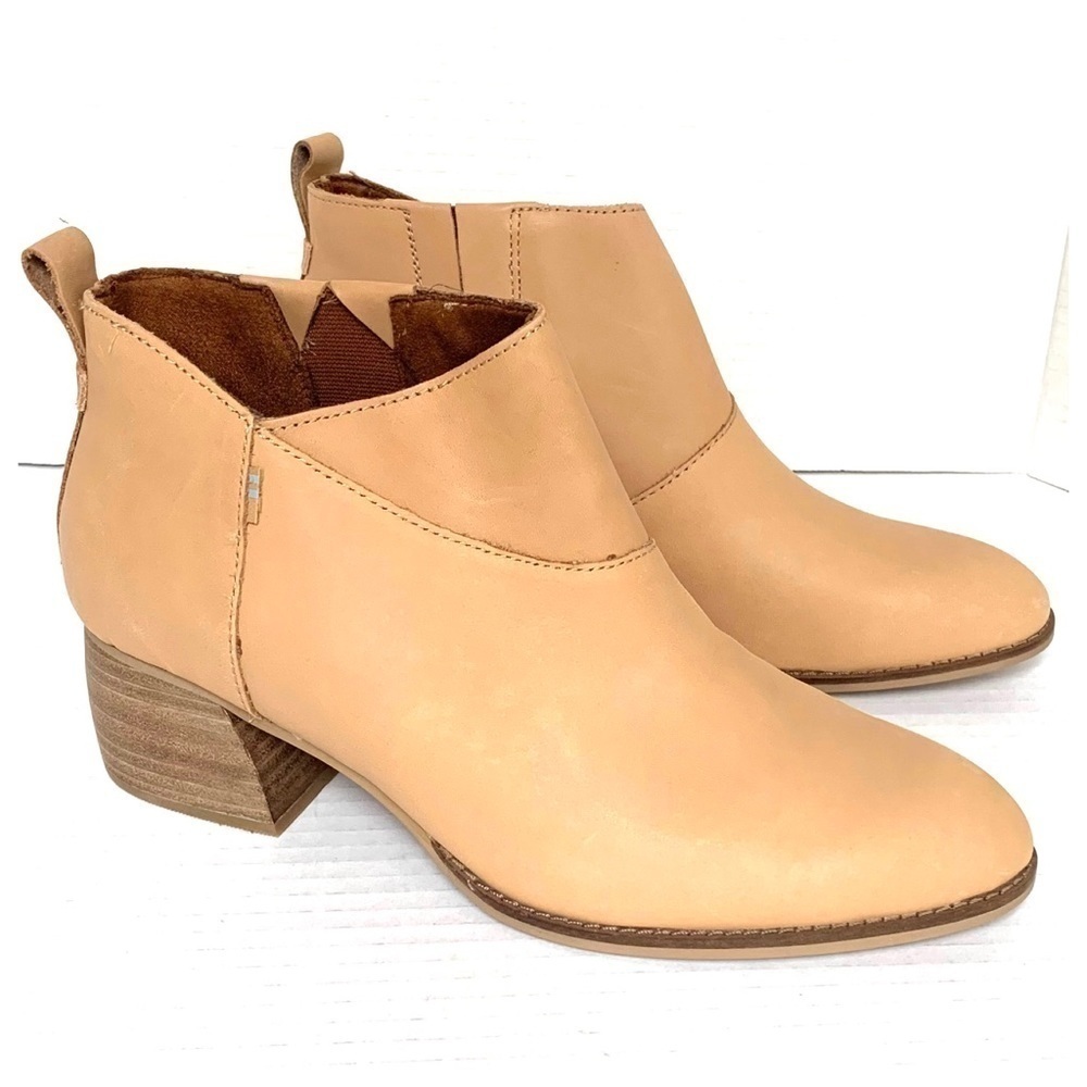 Toms Leilani Booties in Honey Leather ankle boots Size 9 Women’s Pull on